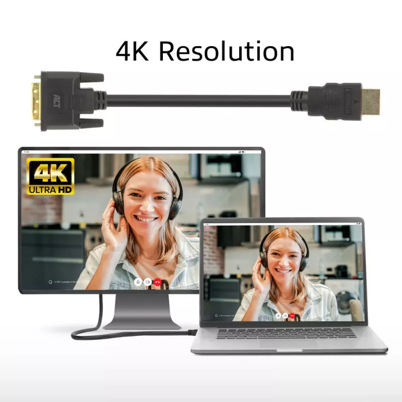 ACT AK3734 Adattatore per cavo video 1 m HDMI Type-A (standard) DVI-D nero