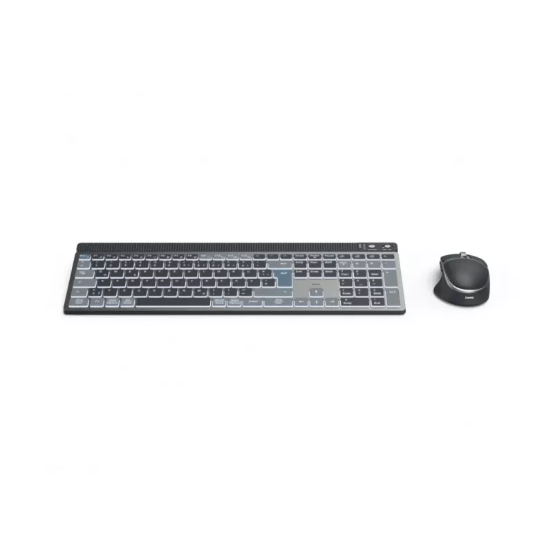 Hama WKM-750 set tastiera e mouse wireless multi-dispositivo, LED, QWERTZ, nero