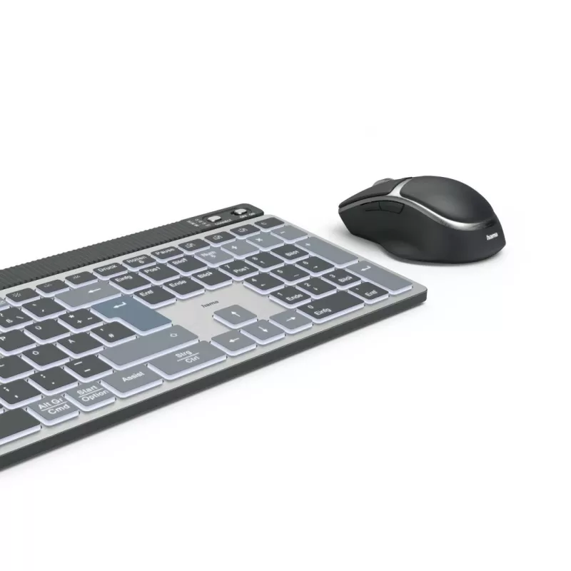 Hama WKM-750 set tastiera e mouse wireless multi-dispositivo, LED, QWERTZ, nero