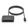 Manhattan lettore di smart card a contatto USB-C con slot MicroSD, connettore USB Type-C su interfaccia lettore a contatto e microSDXC, supporta Windows, macOS e Linux, legge SIM con adattatore, cavo 1 m, nero, tre anni di garanzia
