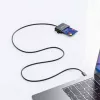 Manhattan lettore di smart card a contatto USB-C con slot MicroSD, connettore USB Type-C su interfaccia lettore a contatto e microSDXC, supporta Windows, macOS e Linux, legge SIM con adattatore, cavo 1 m, nero, tre anni di garanzia