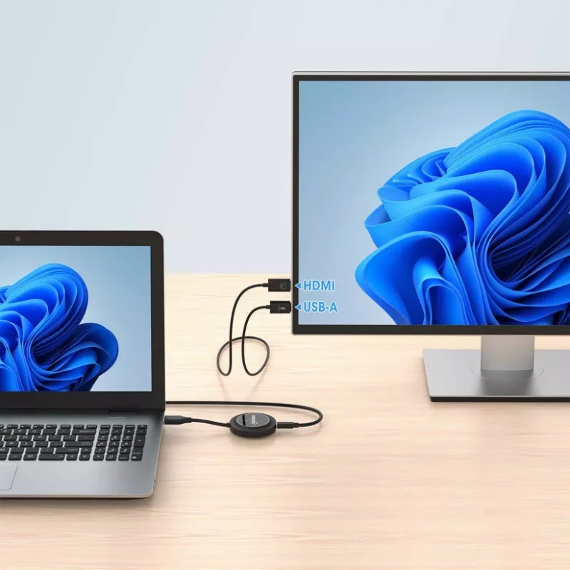 Manhattan kit presentazione wireless HDMI 1080p, set da 2 pezzi con ricevitore HDMI e dongle trasmettitore HDMI per la trasmissione wireless di un segnale video da laptop/tablet/smartphone a TV o proiettore HDMI, nero