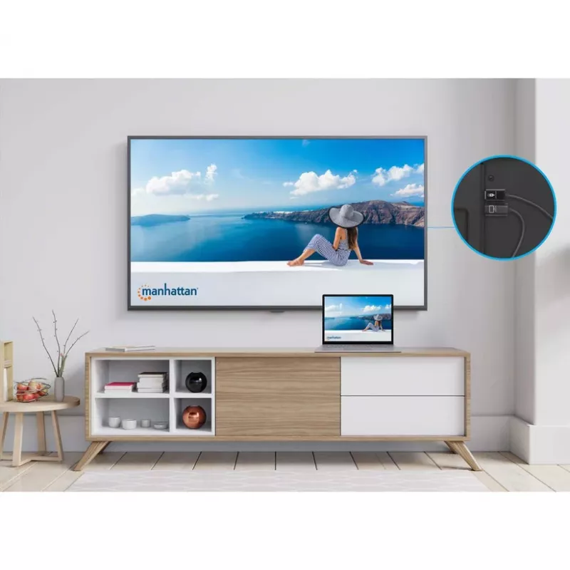 Manhattan kit presentazione wireless HDMI 1080p, set da 2 pezzi con ricevitore HDMI e dongle trasmettitore HDMI per la trasmissione wireless di un segnale video da laptop/tablet/smartphone a TV o proiettore HDMI, nero