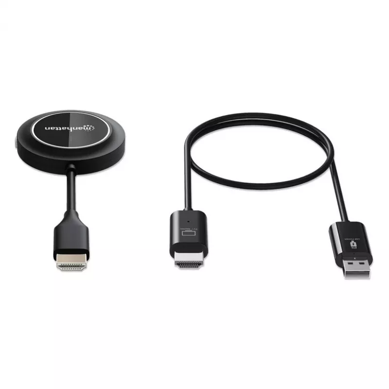 Manhattan kit presentazione wireless HDMI 1080p, set da 2 pezzi con ricevitore HDMI e dongle trasmettitore HDMI per la trasmissione wireless di un segnale video da laptop/tablet/smartphone a TV o proiettore HDMI, nero