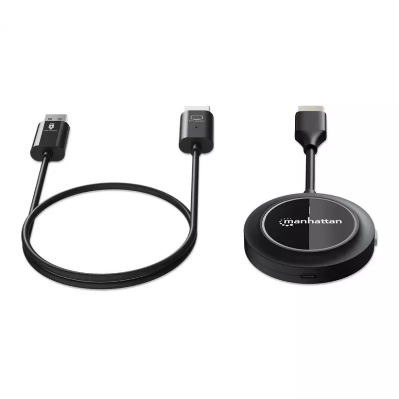 Manhattan kit presentazione wireless HDMI 1080p, set da 2 pezzi con ricevitore HDMI e dongle trasmettitore HDMI per la trasmissione wireless di un segnale video da laptop/tablet/smartphone a TV o proiettore HDMI, nero