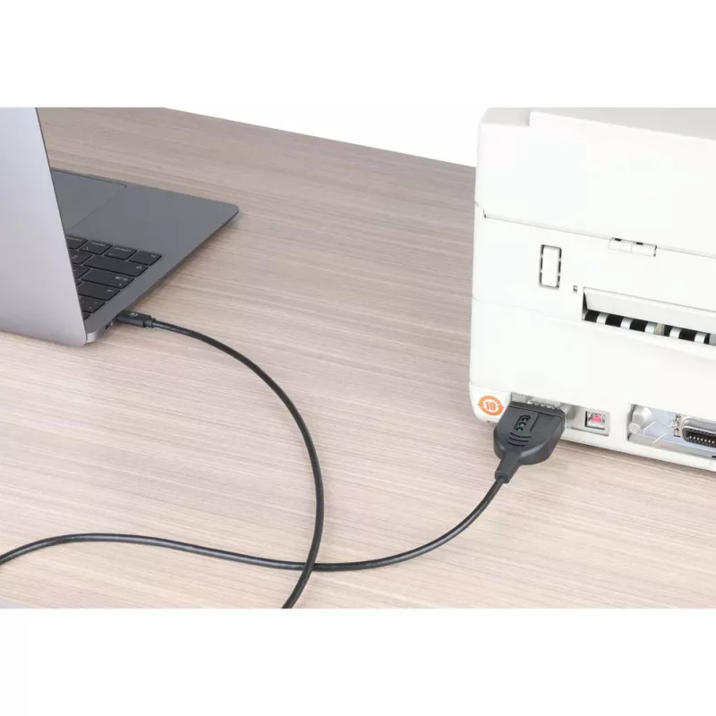 Manhattan cavo convertitore USB-C a seriale, 1 m, connettore maschio su connettore maschio, seriale/RS232/COM/DB9, chip Prolific PL2303GT, cavo nero, tre anni di garanzia