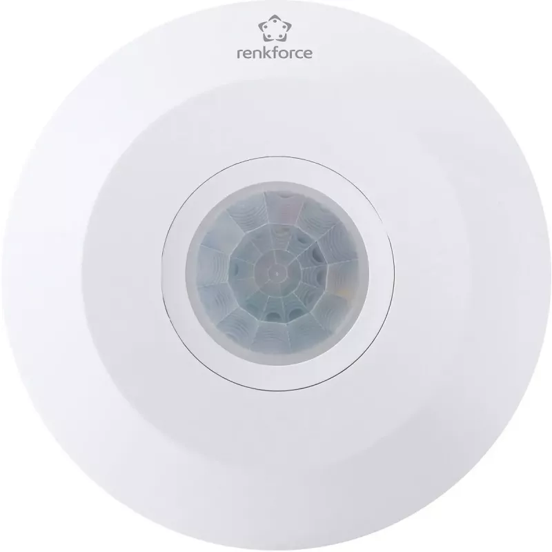 Renkforce 1488533 Rilevatore di movimento PIR da soffitto, 360 gradi, relè, bianco, IP20