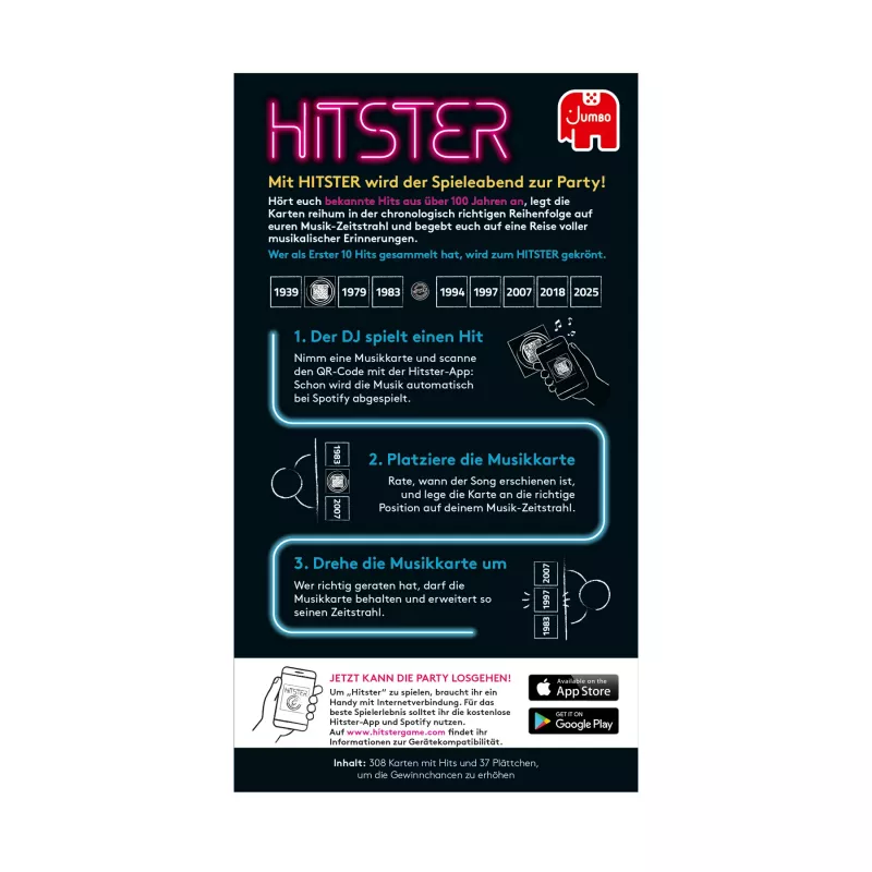Jumbo Hitster (edizione tedesca), gioco di carte, party, 16 anni, 30 min, 30 min