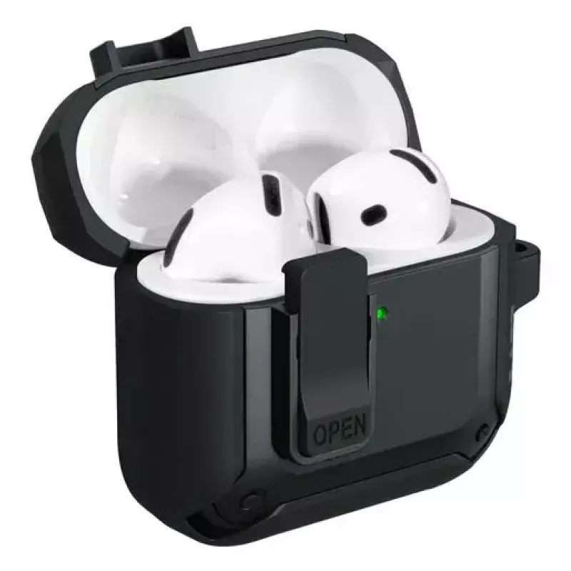 Custodia protettiva per AirPods 4 LAUT ZENTRY — policarbonato + TPU, nero