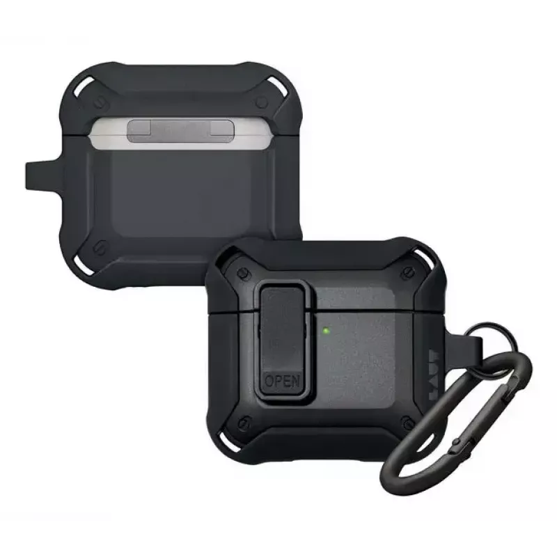 Custodia protettiva per AirPods 4 LAUT ZENTRY — policarbonato + TPU, nero