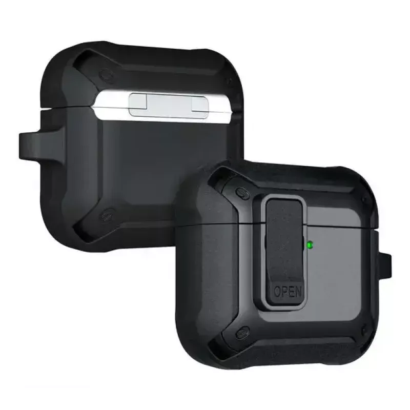 Custodia protettiva per AirPods 4 LAUT ZENTRY — policarbonato + TPU, nero