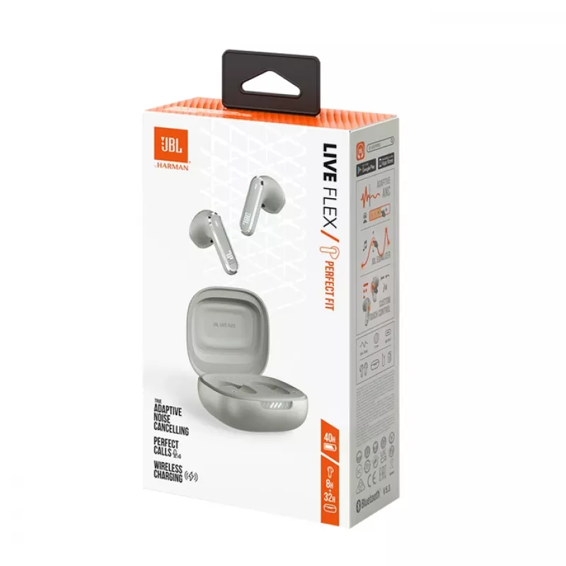 JBL LIVE FLEX cuffie senza fili in-ear per chiamate/musica Bluetooth argento