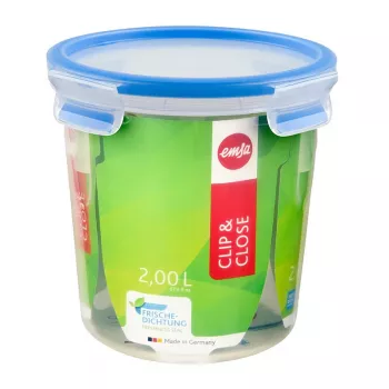 EMSA 508553 contenitore per alimenti scatola rotonda 2 L blu, trasparente 1 pz.