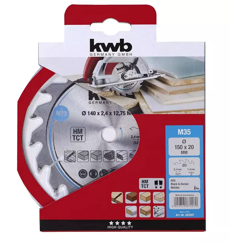 Lama per sega circolare KWB 583557 con placchetta in metallo duro 1 pz.