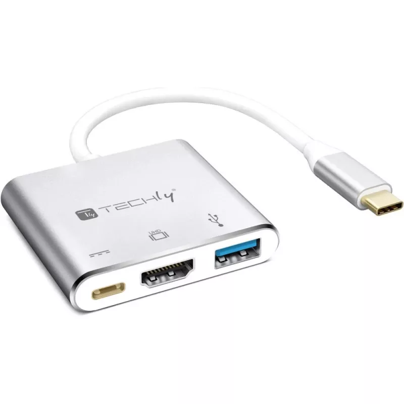 Techly IADAP USB31-HDMIPTY dock per laptop/replicatore di porte con filo USB 3.2 Gen 1 (3.1 Gen 1) Type-C argento