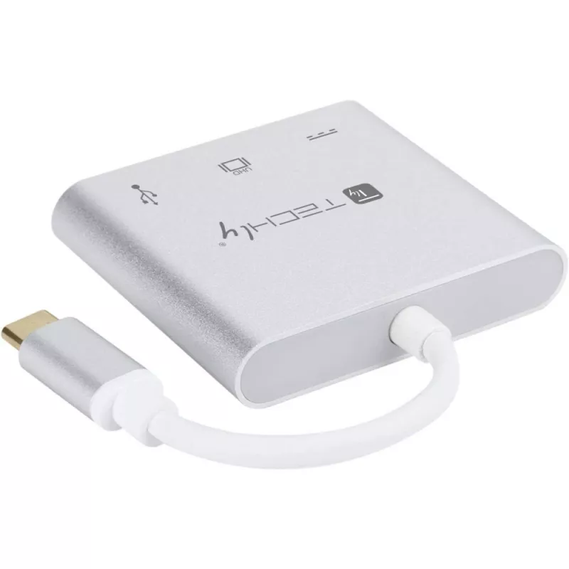 Techly IADAP USB31-HDMIPTY dock per laptop/replicatore di porte con filo USB 3.2 Gen 1 (3.1 Gen 1) Type-C argento
