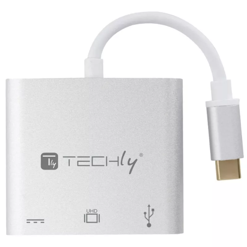 Techly IADAP USB31-HDMIPTY dock per laptop/replicatore di porte con filo USB 3.2 Gen 1 (3.1 Gen 1) Type-C argento