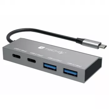 Techly IUSB32C-HUB4AC2 dock per laptop/replicatore di porte con filo USB 3.2 Gen 1 (3.1 Gen 1) Type-C argento