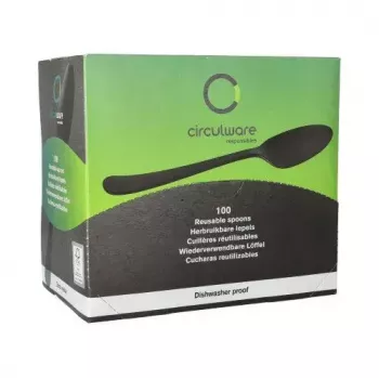 Cucchiaio monouso per zuppa Papstar 96528 polipropilene nero 190 mm 100 pz.