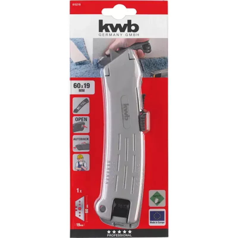 KWB 015210 Profi taglierino di sicurezza con lama trapezoidale, 173 mm