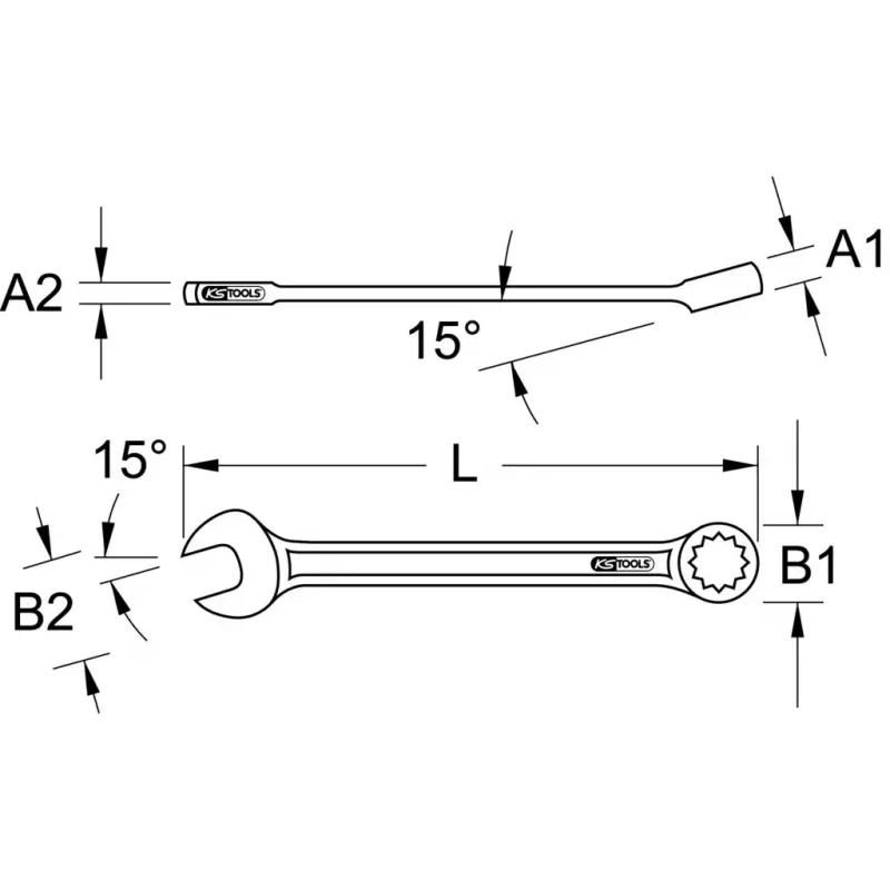 Chiave combinata KS Tools 517.0610, 10 mm, cromo-vanadio, lunghezza 140 mm