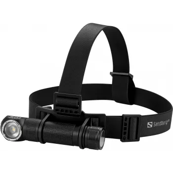 Sandberg Stirnlampe 1000 Pro, torcia frontale, nero, alluminio, IP66, LED, 25 lm