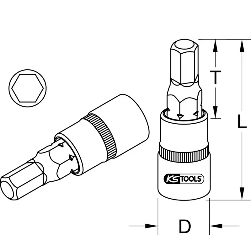 KS Tools 1/4 inch bussola a bussola esagonale maschio, 5 mm (911.1438)