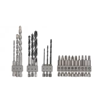 Set di punte Bosch 2609256989, 19 pezzi — per calcestruzzo, metallo, legno, finitura acciaio inox