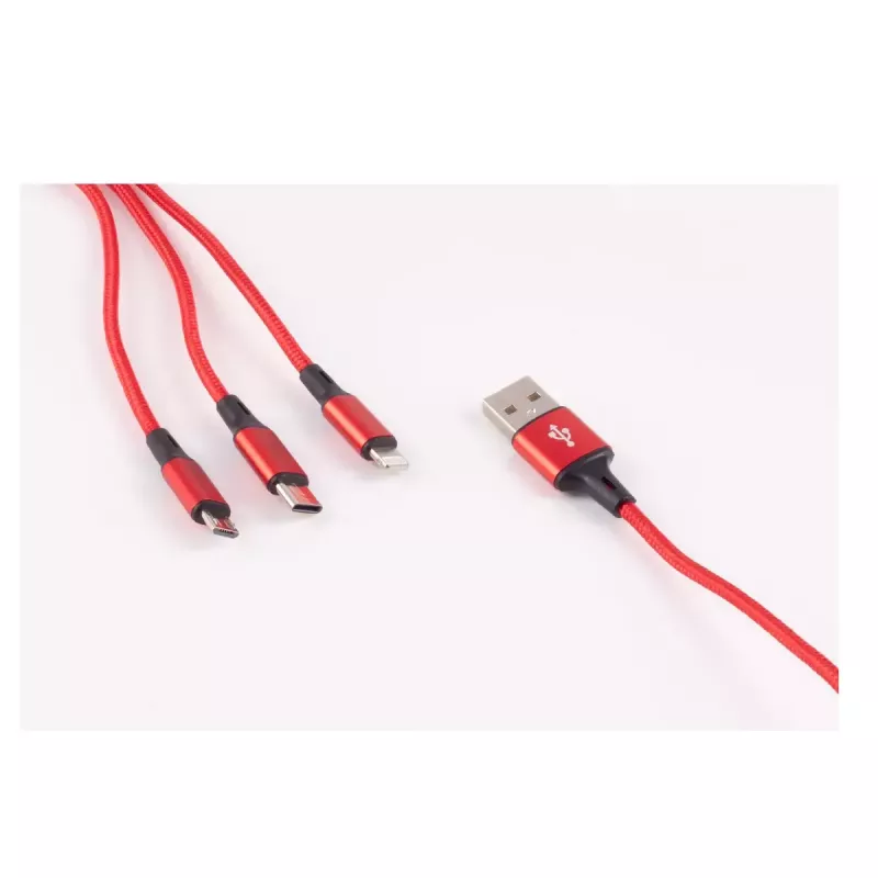 shiverpeaks BASIC-S Cavo di ricarica 3-in-1, da USB-A a Micro-B + USB-C + 8 pin, rosso, 1,2 m
