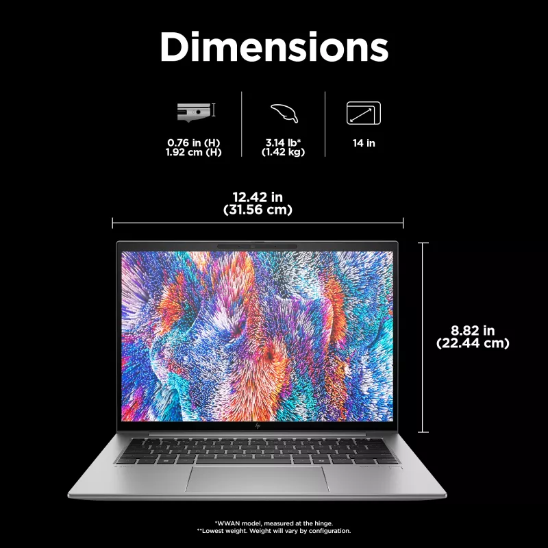 Workstation mobile HP ZBook Firefly G11 14 pollici Intel Core Ultra 7 32 GB 1 TB Intel Graphics Windows 11 Pro