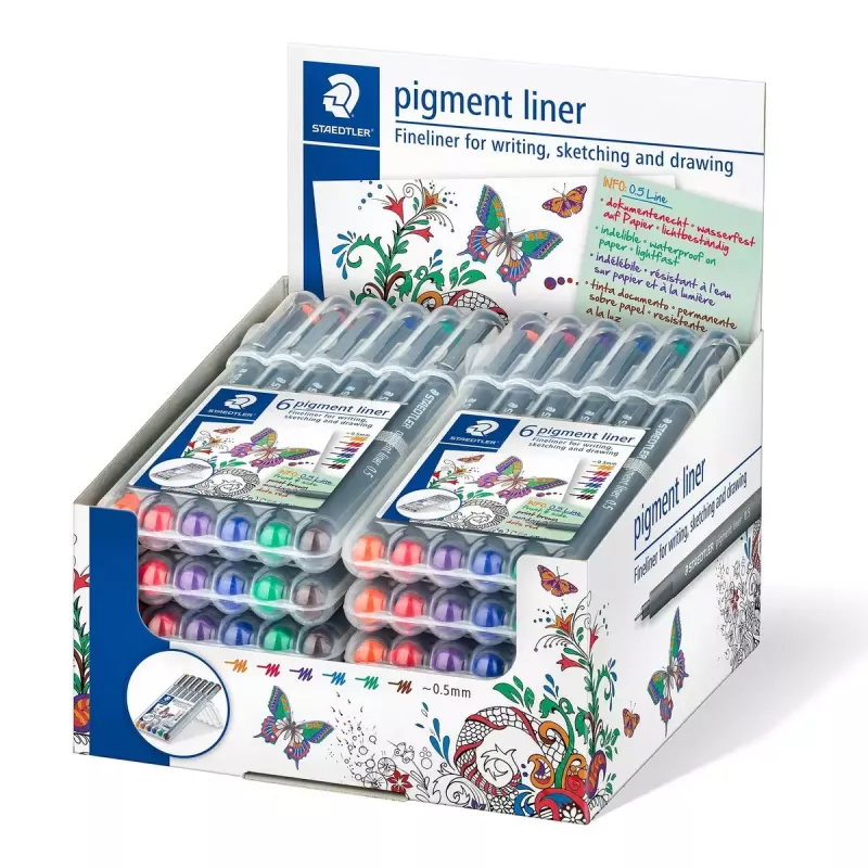 Staedtler Pigment Liner 308 fineliner, 0,5 mm, astuccio da 6