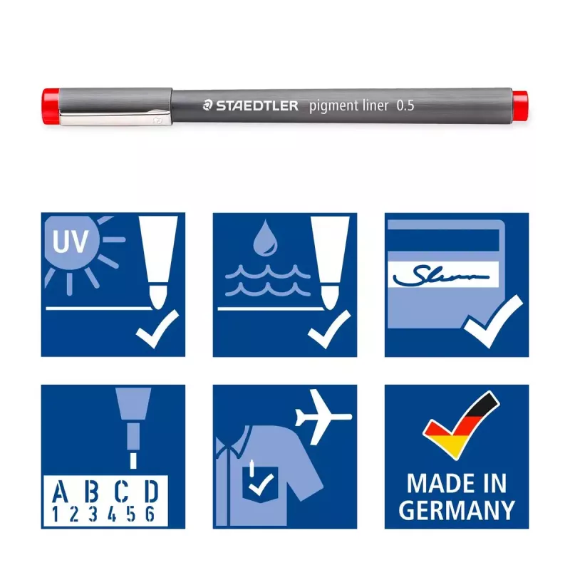 Staedtler Pigment Liner 308 fineliner, 0,5 mm, astuccio da 6