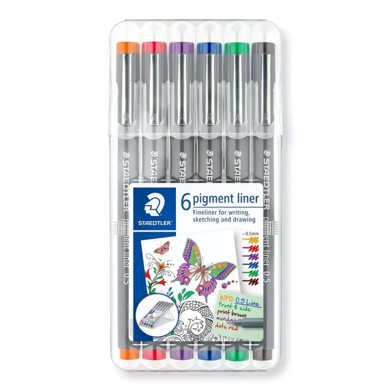 Staedtler Pigment Liner 308 fineliner, 0,5 mm, astuccio da 6