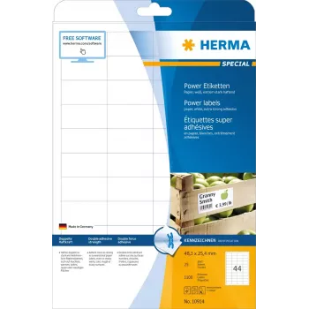 Etichette HERMA A4 48,3x25,4 mm bianco adesione extra forte 1100 pz.