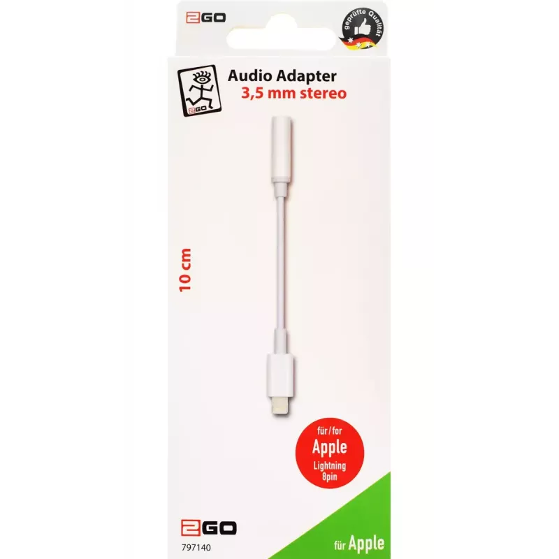 Cavo audio 2GO 797140 0,1 m 3,5 mm Lightning bianco
