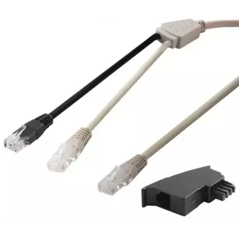 Goobay 95286 cavo adattatore TAE, 2x RJ45 a RJ45 (8P8C) / TAE-F, 3 m, nero/grigio