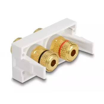 Delock Easy 45 modulo Snap-in, 2 x Binding Post, anello colorato rosso/nero, bianco RAL 9003 (81397)