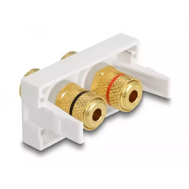 Delock Easy 45 modulo Snap-in, 2 x Binding Post, anello colorato rosso/nero, bianco RAL 9003 (81397)