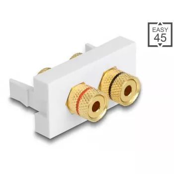 Delock Easy 45 modulo Snap-in, 2 x Binding Post, anello colorato rosso/nero, bianco RAL 9003 (81397)