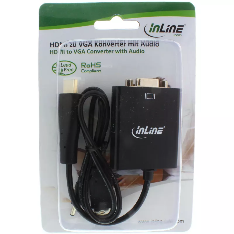 Convertitore InLine HDMI su VGA con ingresso audio uscita HDMI VGA e audio stereo