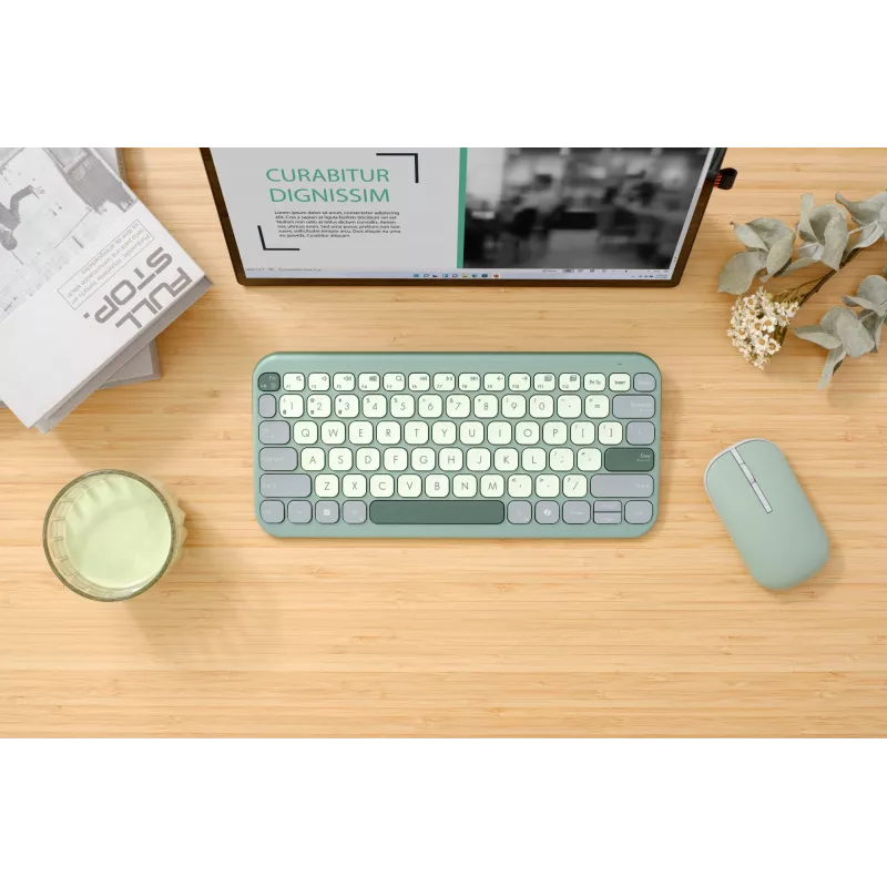 ASUS Marshmallow KW100 90XB0880-BKB200 tastiera, layout tedesco QWERTZ, meccanismo a forbice, tasto Copilot, verde