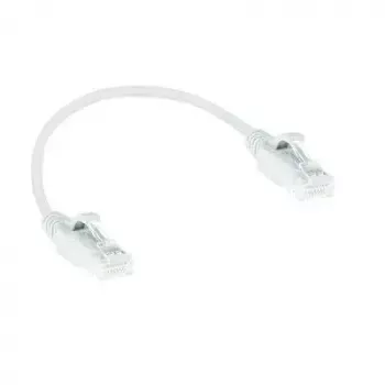 Cavo patch slimline datacenter ACT bianco 0,25 m LSZH U/UTP CAT6 con protezione anti-aggancio e connettori RJ45