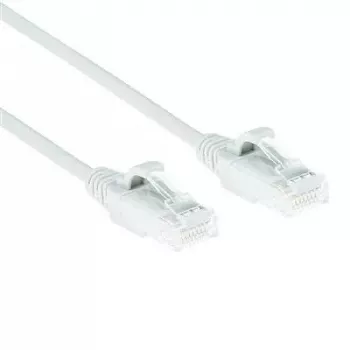 Cavo patch slimline datacenter ACT bianco 0,25 m LSZH U/UTP CAT6 con protezione anti-aggancio e connettori RJ45