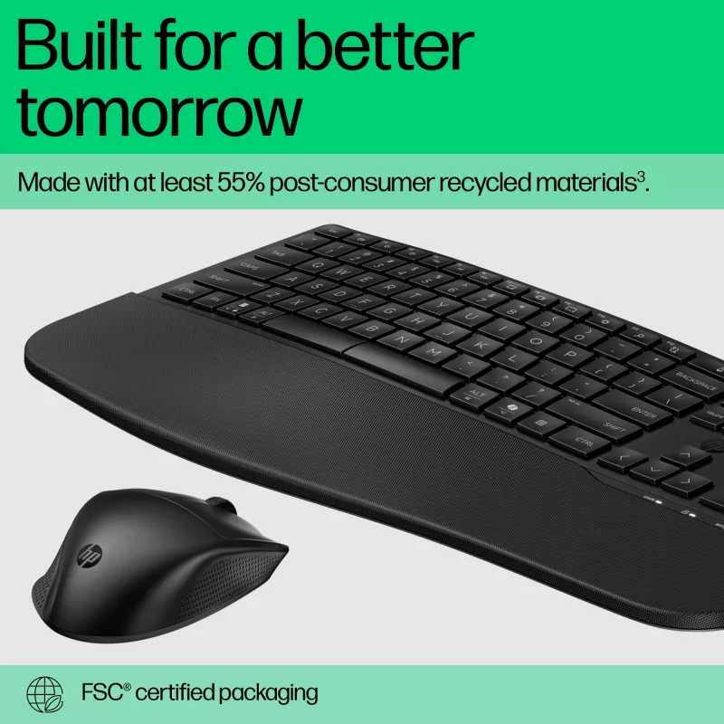 HP 680 Comfort set tastiera e mouse dual-mode, full-size (100%), wireless, RF Wireless + Bluetooth, QWERTY, nero, mouse incluso