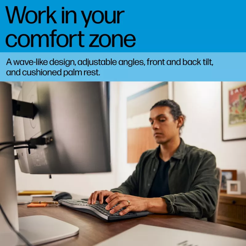 HP 680 Comfort tastiera dual-mode, full-size (100%), wireless, RF Wireless + Bluetooth, QWERTY, nero