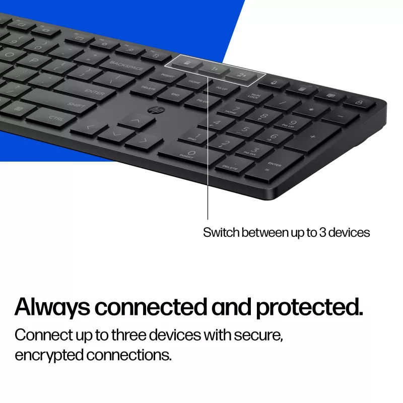 HP 490K tastiera multi-device dual-mode, full-size (100%), wireless, USB + Bluetooth, QWERTY, nero