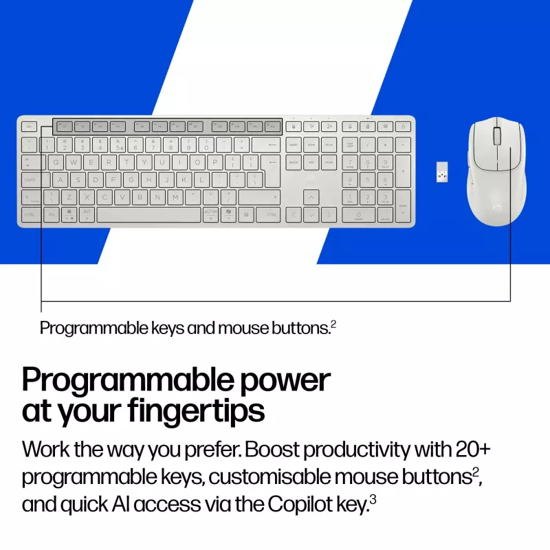 HP 490C Multi-Device Dual-Mode Combo tastiera e mouse, bianco