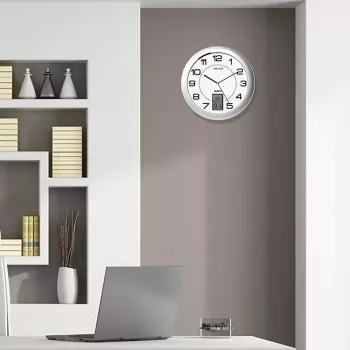 Orologio da parete/da tavolo Unilux 100340853 — al quarzo, rotondo metallizzato argento, Ø 31 cm, batteria AA/AAA