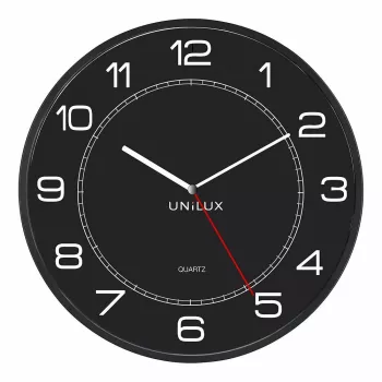 Orologio da parete/da tavolo Unilux 400094568 — al quarzo, rotondo, nero, diametro 57,5 cm, batteria (AA)