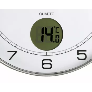 Orologio da parete/da tavolo Unilux 400094592 — al quarzo, rotondo argento metallizzato, Ø 30 cm, batteria AA/AAA